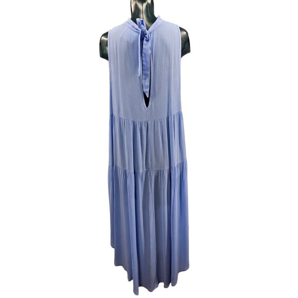 Fantastic Fawn Pastel Blue High Low Tiered Midi Dress Sleeveless M Boho 3375 - Picture 2 of 7